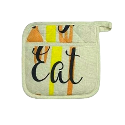 Recycled Cotton Silverware Design Oven Mitt &amp; Pot Holder-2