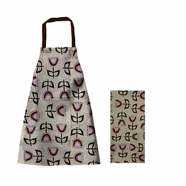 recycled cotton floral design set of kitchen tea towel & apron