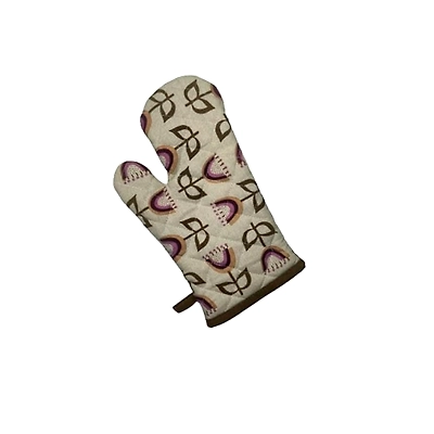 Recycled Cotton Floral Design Oven Mitt &amp; Pot Holder-AIPLKCN002-1