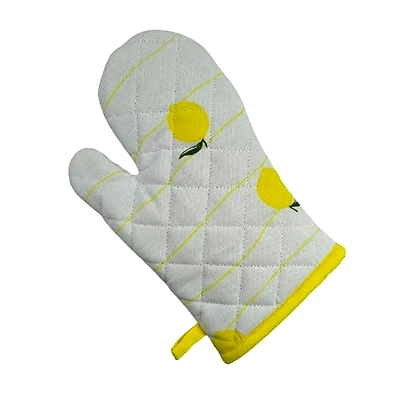 Recycled Cotton Lemon Design Oven Mitt &amp; Pot Holder Set-2