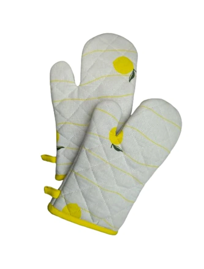 Recycled Cotton Lemon Design (Set of 2 Oven mitt)-1