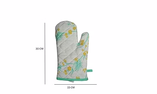 Recycled Cotton Yucca Blue & Straw Yellow Floral Design(Set of 2 Oven mitt)