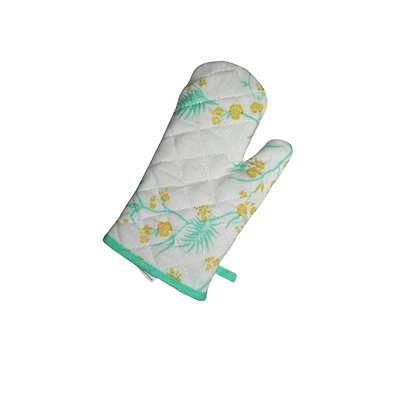 Recycled Cotton Yucca Blue &amp; Straw Yellow Floral Design(Set of 2 Oven mitt)-3