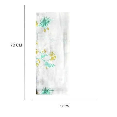 Recycled Cotton Yucca Blue &amp; Straw Yellow Floral design Tea Towel &amp; Kitchen Apron Set-3