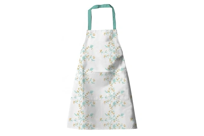 Attica Tracery Recycled Cotton Yucca Blue &amp; Straw Yellow Floral design Kitchen Apron-12620746