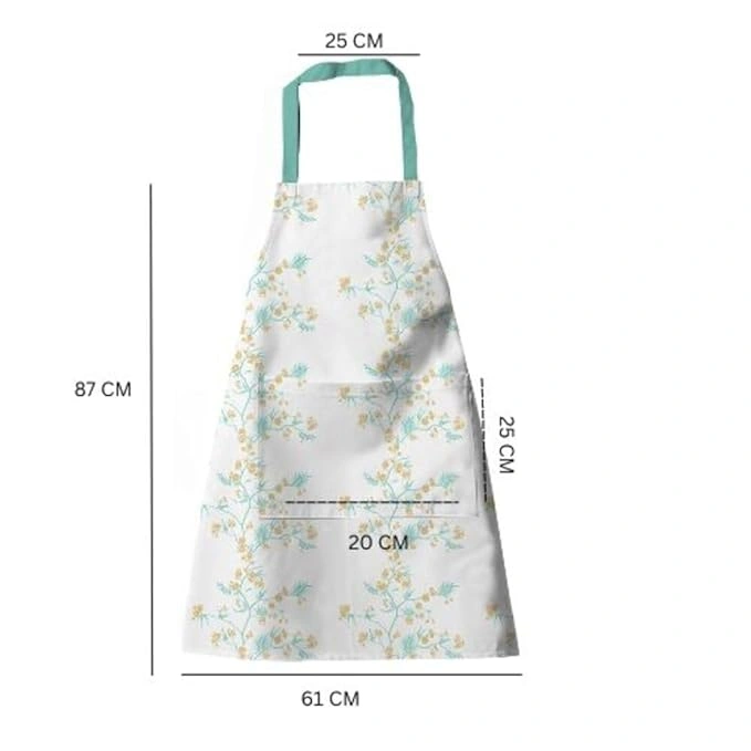 Attica Tracery Recycled Cotton Yucca Blue &amp; Straw Yellow Floral design Kitchen Apron-1