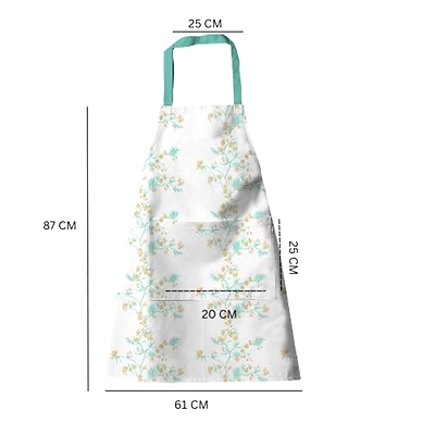 Attica Tracery Recycled Cotton Yucca Blue &amp; Straw Yellow Floral design Kitchen Apron-1