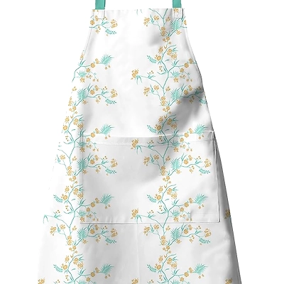 Attica Tracery Recycled Cotton Yucca Blue &amp; Straw Yellow Floral design Kitchen Apron-2