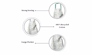 Attica Tracery Recycled Cotton Yucca Blue & Straw Yellow Floral design Kitchen Apron