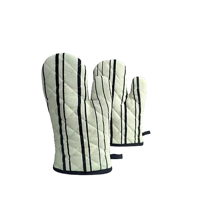 Attica Tracery Recycled Cotton Yellow Blended Gray Stripe Set of 2 Oven Mitt-12620750
