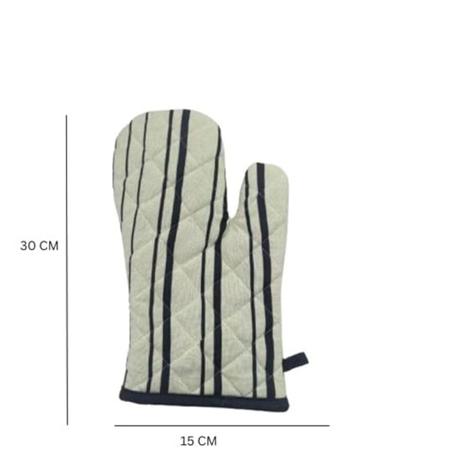 Attica Tracery Recycled Cotton Yellow Blended Gray Stripe Set of 2 Oven Mitt-2