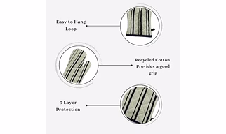 Attica Tracery Recycled Cotton Yellow Blended Gray Stripe Set of 2 Oven Mitt