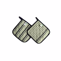 attica tracery recycled cotton yellow blended gray stripe set of 2 pot holder