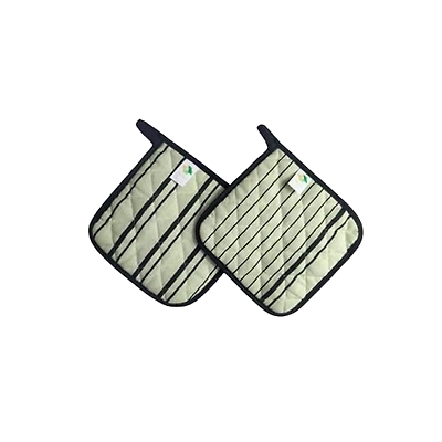 Attica Tracery Recycled Cotton Yellow Blended Gray Stripe Set of 2 Pot Holder-12620752