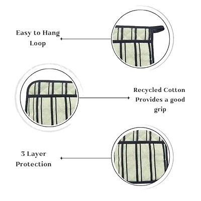 Attica Tracery Recycled Cotton Yellow Blended Gray Stripe Set of 2 Pot Holder-2