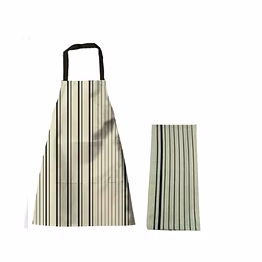attica tracery recycled cotton yellow blended gray stripetea towel & kitchen apron set