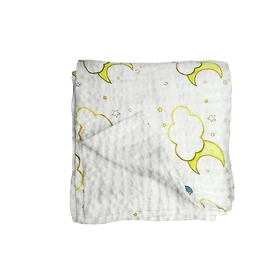 Attica Tracery 3 Layer 100% Muslin Cotton Elephant Print &amp; Cloudy Moon Star Design Baby Blanket/Swaddle - Super Soft for Newborn Kids (set of 2)-2