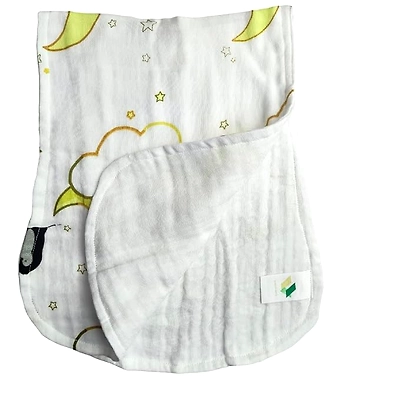 Attica Tracery 3 Layer 100% Muslin Cotton Cloudy Moon Star Print Baby Burp (Bamboo &amp; Tendor Yellow) - Super Soft for Newborn Kids (set of 2)-1