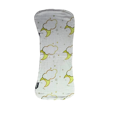 Attica Tracery 3 Layer 100% Muslin Cotton Cloudy Moon Star Print Baby Burp (Bamboo &amp; Tendor Yellow) - Super Soft for Newborn Kids (set of 2)-3