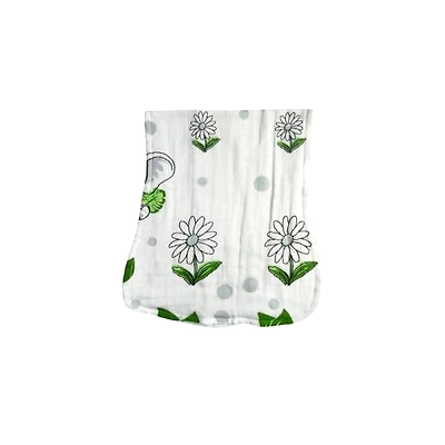 Attica Tracery 3 Layer 100% Muslin Cotton Elephant Print Baby Burp (Olivine &amp; Illusion Blue) - Super Soft for Newborn Kids (Pack of 2)-1