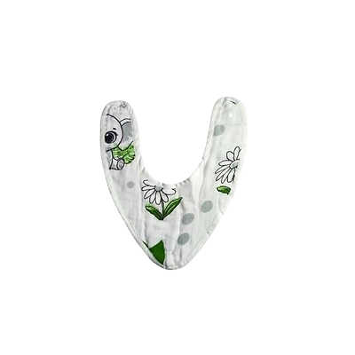 Attica Tracery 3 Layer 100% Muslin Cotton Elephant Print Baby Bib (Olivine &amp; Illusion Blue) - Super Soft for Newborn Kids (Pack Of 2)-12620794