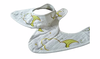 Attica Tracery 3 Layer 100% Muslin Cotton Cloudy Moon Star Print Baby Bib (Bamboo & Tendor Yellow) - Super Soft for Newborn Kids (set of 2)