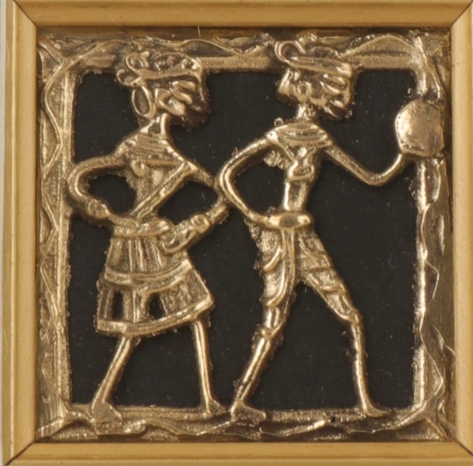 Attica Dhokra Artwork with Wooden Frame (Brass, 10 cm x 2 cm x 30 cm, Gold and Black)-1