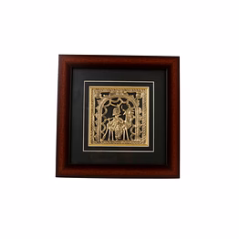 attica dhokra artwork with wooden frame (brass, 10 cm x 2 cm x 30 cm, gold and white)