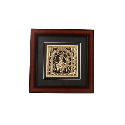 Attica Dhokra Artwork with Wooden Frame (Brass, 10 cm x 2 cm x 30 cm, Gold and White)-12620804