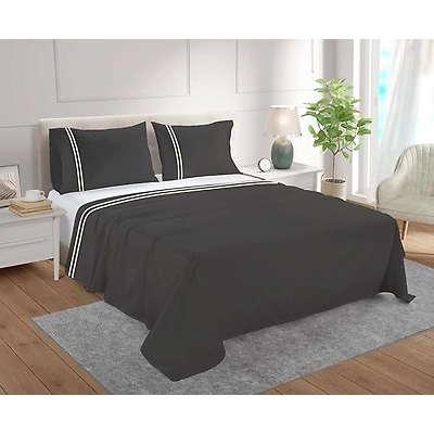 Attica Tracery Premium Cotton Bedlienen Set in Double Size  in Dark Grey (108-12620808
