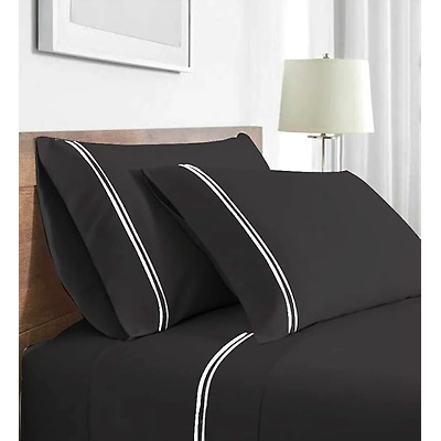 Attica Tracery Premium Cotton Bedlienen Set in Double Size  in Dark Grey (108-1