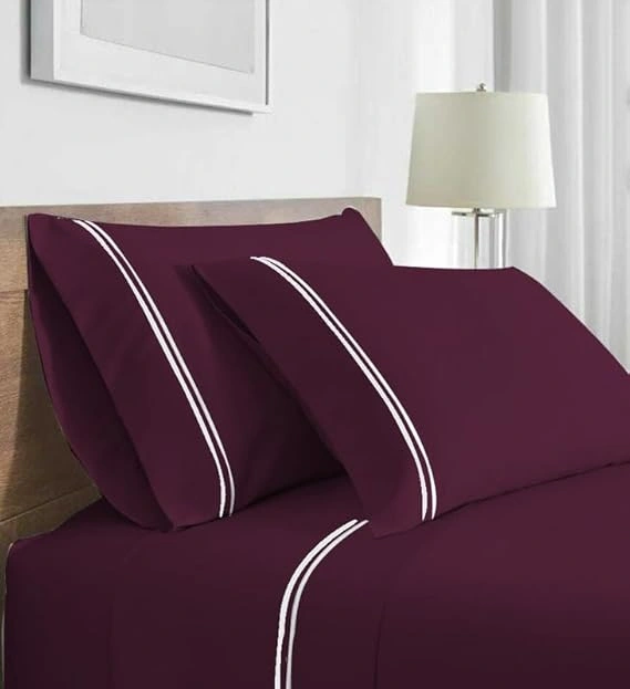 Attica Tracery Premium Cotton Bedlienen Set in Wine (108-1