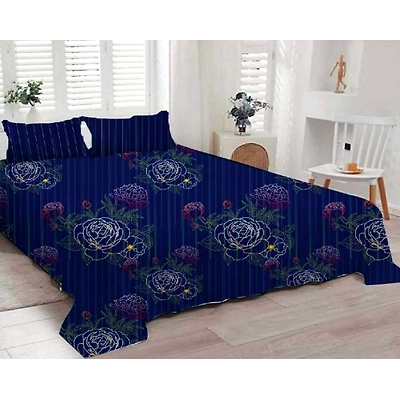 100% Cotton  Blue Colored Digital Printed Bedsheet-3