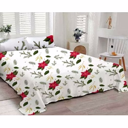 attica tracery red flowered digital printed 100 % cotton bedsheet