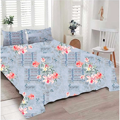 Floral Bliss 100% Cotton  Digital Printed Bedsheet-12620870