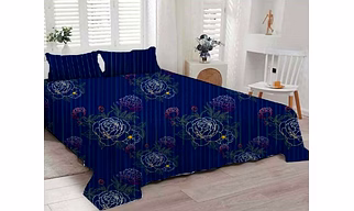 100% Cotton  Blue Colored Digital Printed Bedsheet