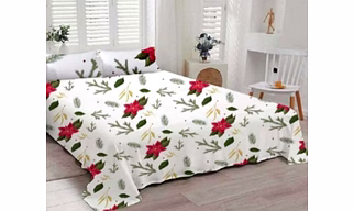 Red Flowered Digital Printed 100 % Cotton Bedsheet