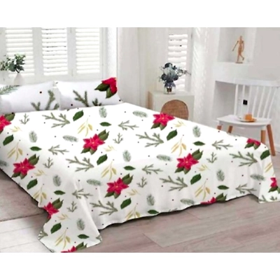 Red Flowered Digital Printed 100 % Cotton Bedsheet-12620876