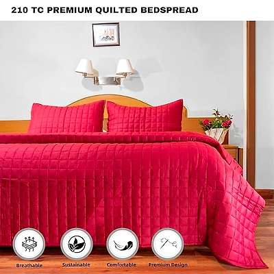 Geometric Square Pattern Quilted Bedspread-4