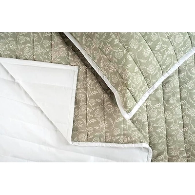 Floral Print Pattern Quilted Bedspread-2