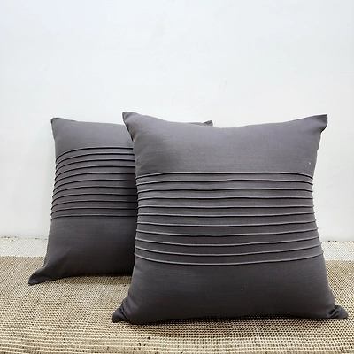 Duck Grey Color Cotton Duck Cushion Covers Set-12622572