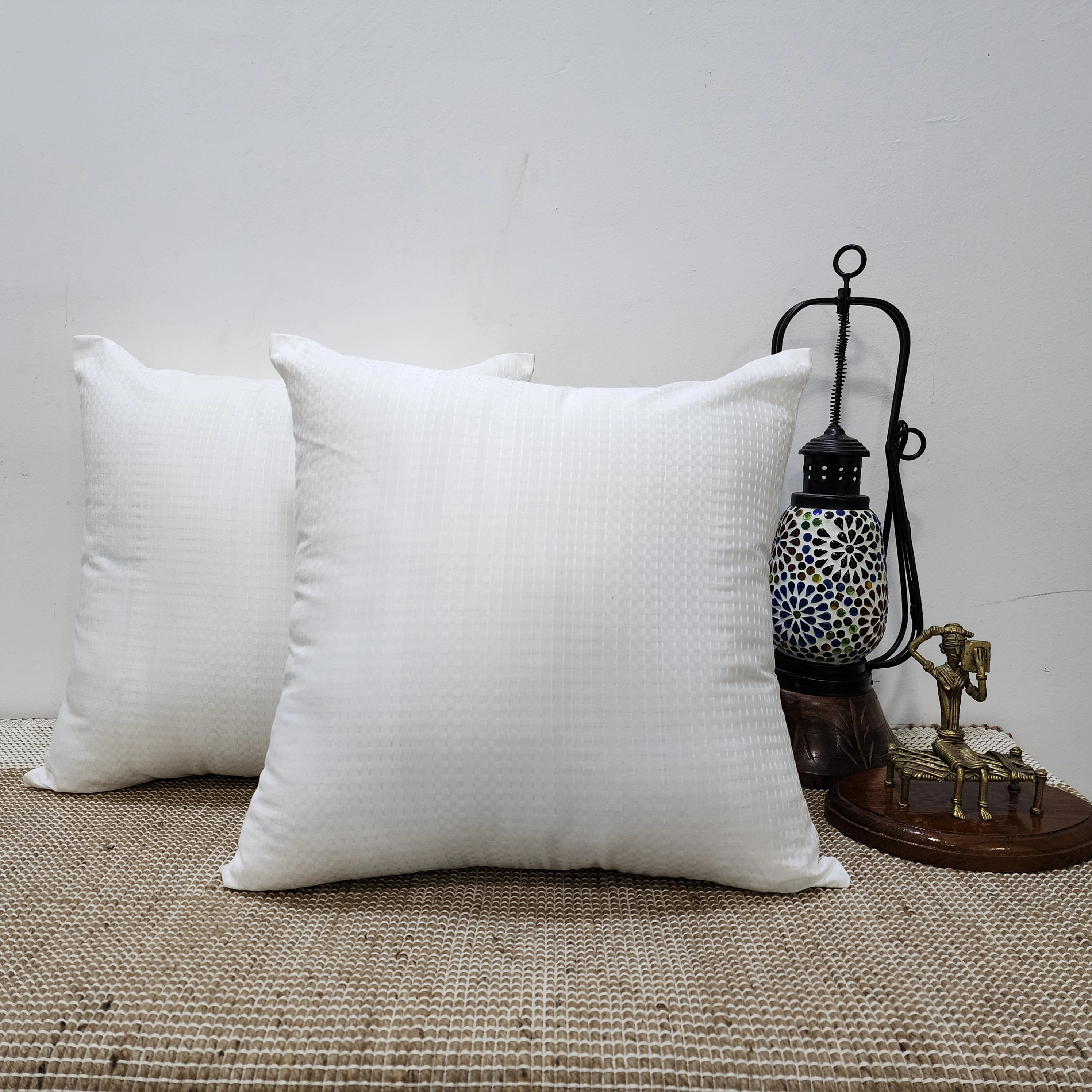 Dobby White Cushion Cover-12622574