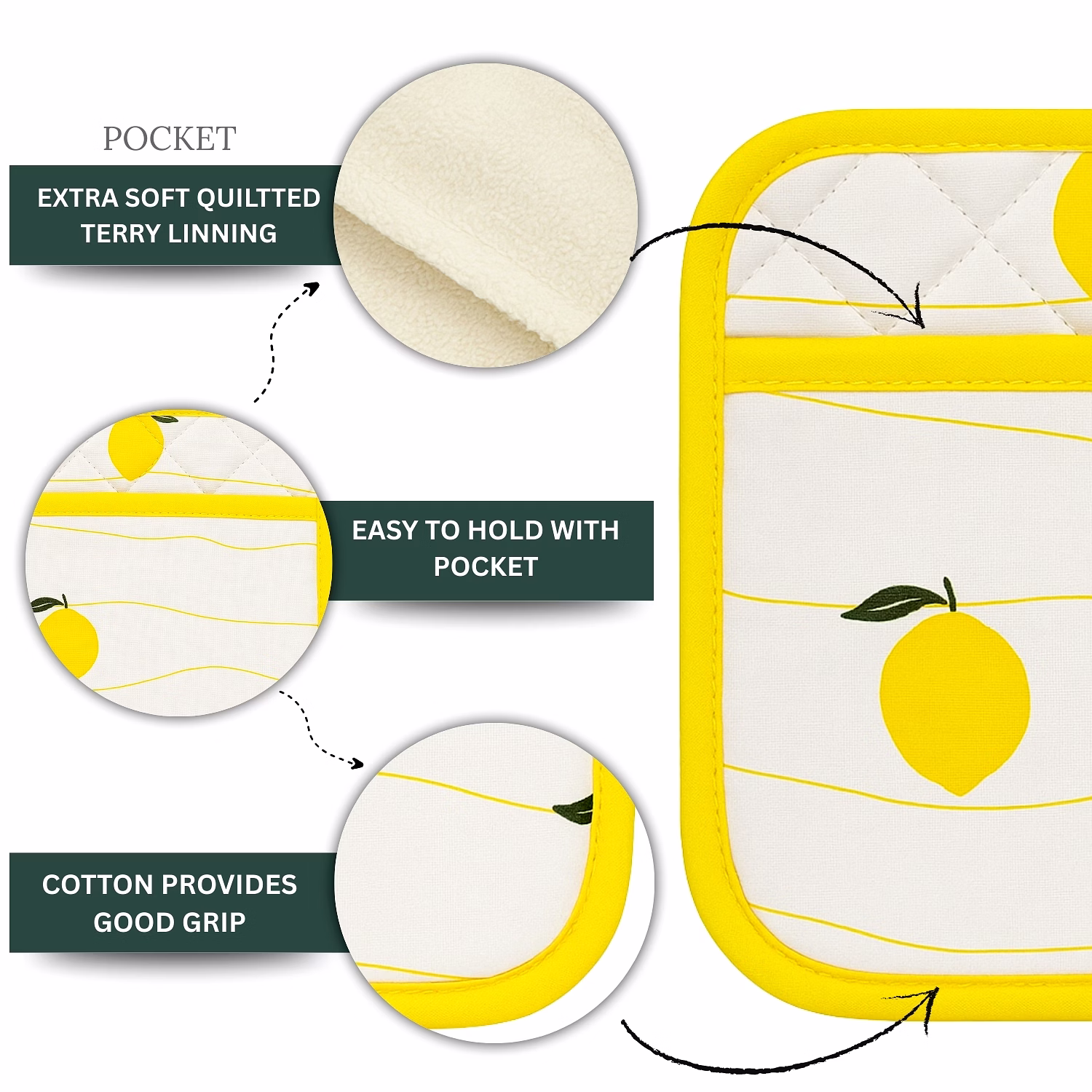Recycled Cotton Lemon (Set of 2 Potholder) image 4