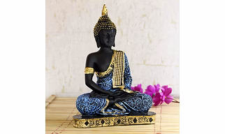 Polyresin Sitting Buddha Idol Statue Showpiece for Homedecor Decoration Gift Gifting Items. Polyresin Meditating Lord Buddha Statue - Serene Home Decor Accent - Perfect for Meditation Rooms, Living Spaces, Gift for House warmings