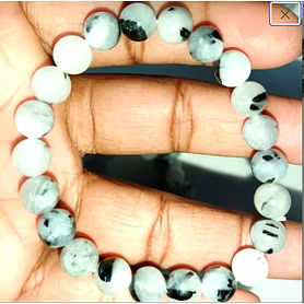 Black Routile Stretch Bracelet 8 MM Natural Gemstone use for luck