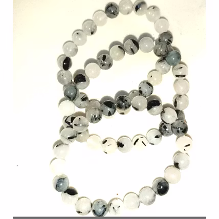 Black Routile Stretch Bracelet 8 MM Natural Gemstone use for luck-2