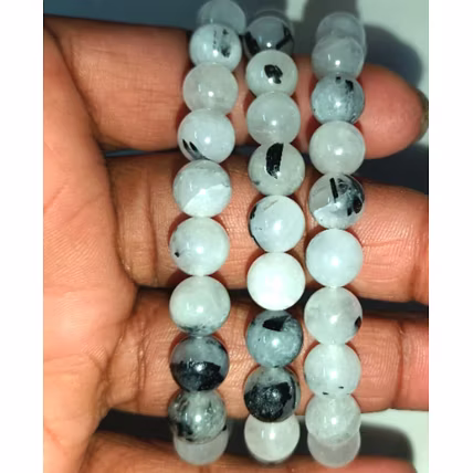 Black Routile Stretch Bracelet 8 MM Natural Gemstone use for luck-1