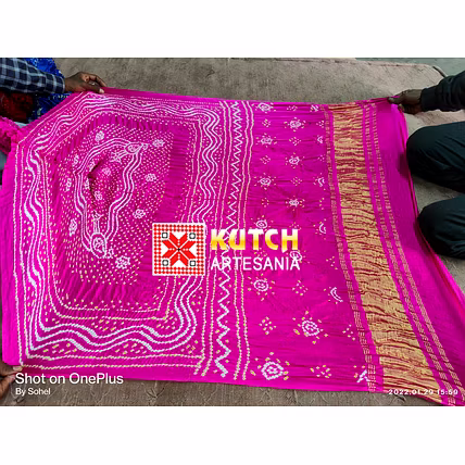 Pure gaji silk fabric chandrokhani design bandhani dupatta-12330796
