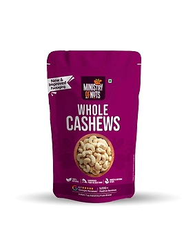 Ministry of nuts 100% Natural Premium Whole Cashews 500 g Value Pack | Whole Crunchy Cashew | Premium Kaju nuts | Nutritious &amp; Delicious | Gluten Free &amp; Plant based Protein (Grade W320)-12333128-sm