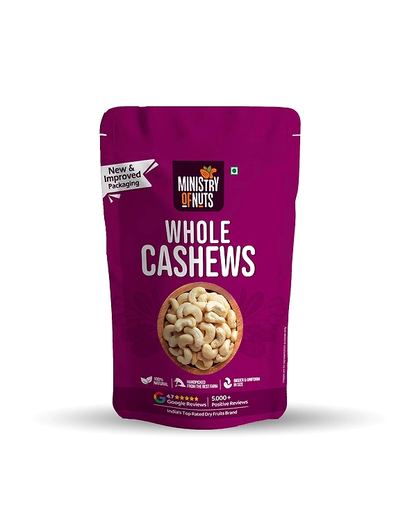 Ministry of nuts 100% Natural Premium Whole Cashews 500 g Value Pack | Whole Crunchy Cashew | Premium Kaju nuts | Nutritious &amp; Delicious | Gluten Free &amp; Plant based Protein (Grade W320)-12333128